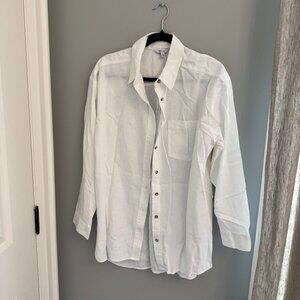 Reitmans Linen Button Down Blouse - White - Size XL